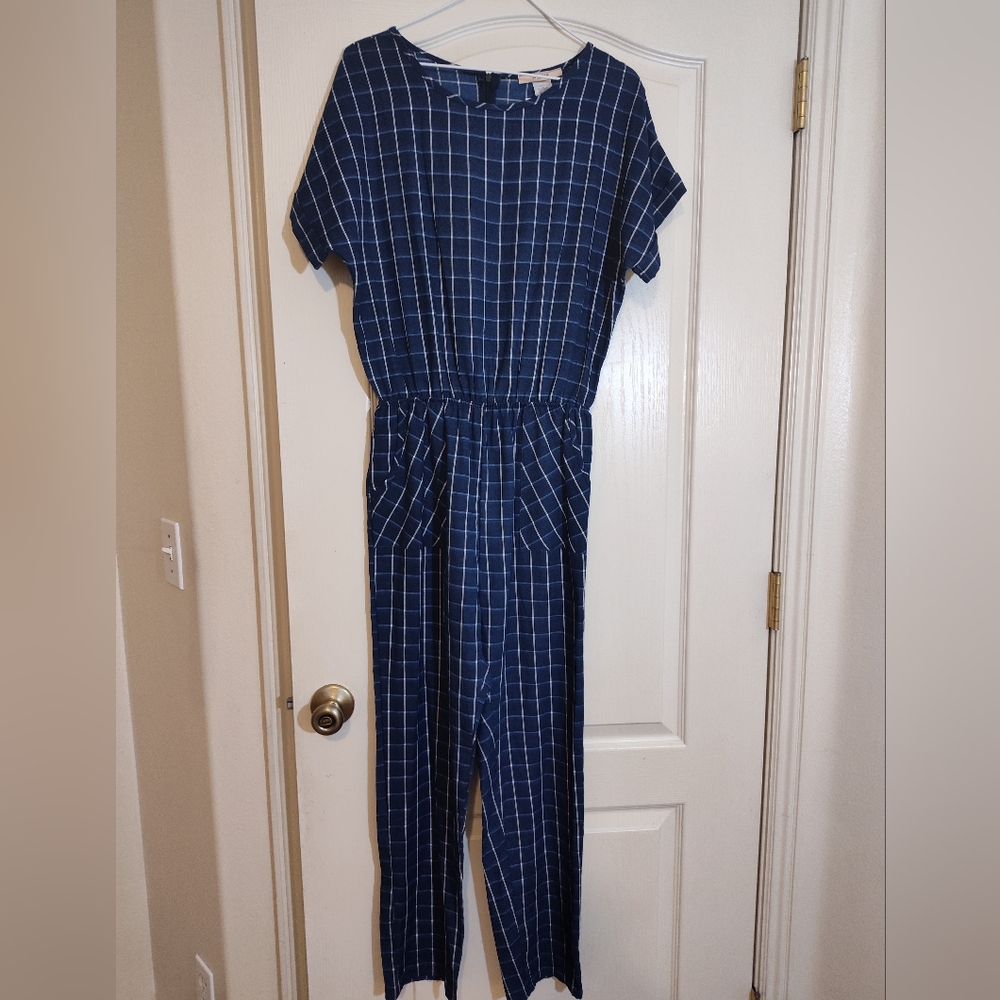 Antoinette blue plaid jumpsuit size M